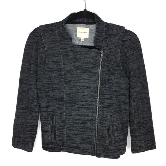 Silence & Noise Full Zip Moto‎ Solid Sweater Jacket - Picture 1 of 9